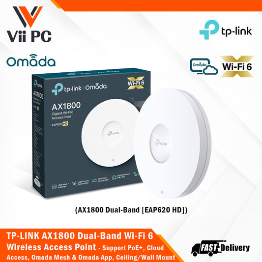 TP-LINK EAP620 HD AX1800 Wi-Fi 6 Wireless Dual Band Ceiling Mount Access Point Omada Mesh, High-Density Deployment, OFDMA, Seamless Roaming, MU-MIMO, SDN Integrated, Cloud Access & Omada App