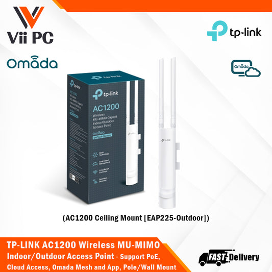 TP-LINK EAP225-Outdoor AC1200 Wireless MU-MIMO Gigabit Indoor/Outdoor Access Point 1Gx (RJ-45)Port, Cloud Access, Omada Mesh and Omada App, Support PoE, Seamless Roaming