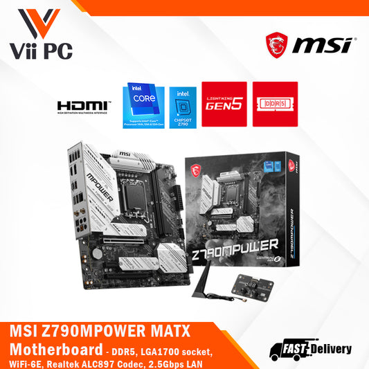 MSI Z790MPOWER LGA1700 Socket/Wi-Fi 6E/PCIe 5.0/DDR5 Support/4x M.2/6x SATA 6G/2.5Gbps LAN/Windows 10 & 11 MATX Motherboard