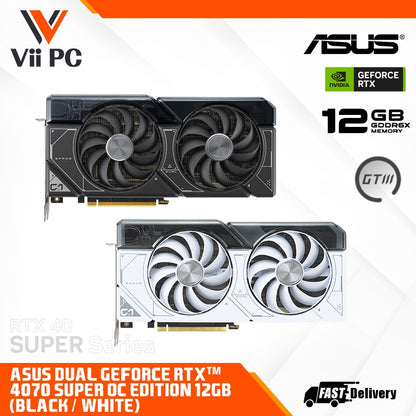 ASUS Dual GeForce RTX 4070 SUPER OC/Non-OC Edition 12GB GDDR6X Graphics Card (Black/White)