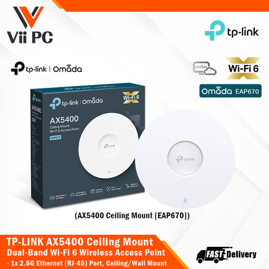 TP-LINK AX5400 Ceiling Mount Dual-Band WiFi 6 Wireless Access Point 1× 2.5G RJ-45 Port (EAP670)