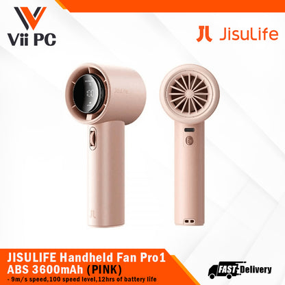 JISULIFE Handheld Fan Pro1 ABS 3600mAh(FA53) WHITE/PINK/BLUE/GREEN 9m/s wind speed, 100-speed level, 12 hours of Powerful Battery Life