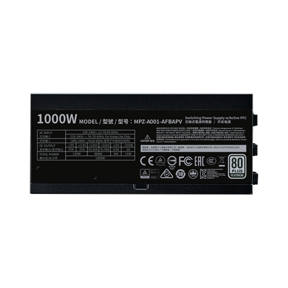 COOLER MASTER V1000 Platinum 1000W ATX 12V 80 Plus® Platinum Certified Fully Modular Active PFC Power Supply