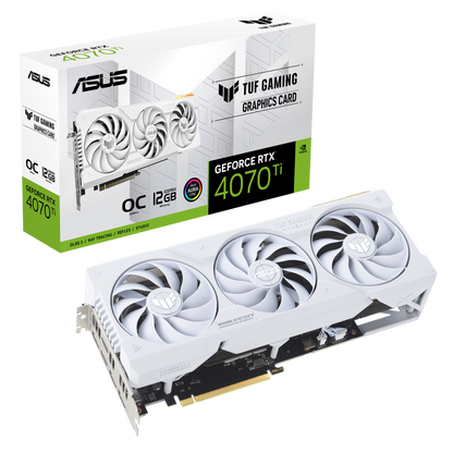 ASUS TUF Gaming GeForce RTX™ 4070 Ti White OC Edition 12GB GDDR6X Graphic Cards with DLSS 3, lower temps, and enhanced durability