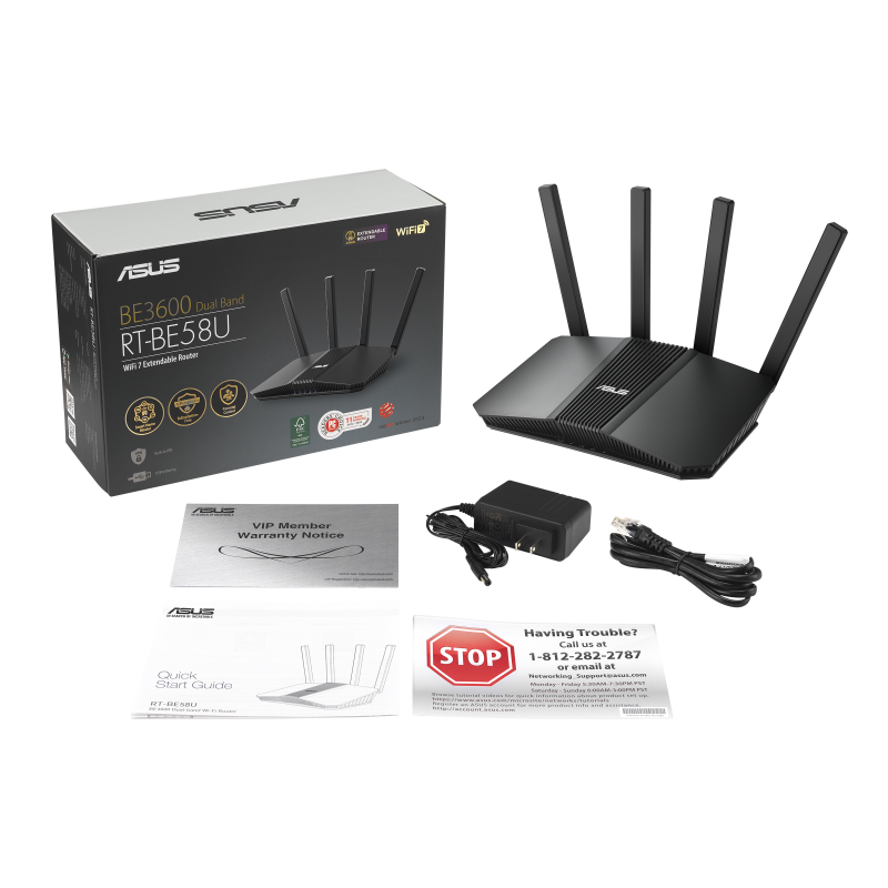 ASUS RT-BE58U Wireless Router 2.5 Gigabit Ethernet Dual-band (2.4 GHz / 5 GHz) Black