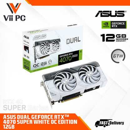 ASUS Dual GeForce RTX 4070 SUPER OC/Non-OC Edition 12GB GDDR6X Graphics Card (Black/White)