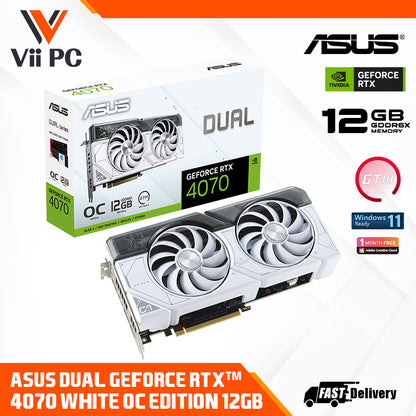 ASUS DUAL RTX 4070 OC 12GB DDR6X Graphics Card with TWO POWERFUL AXIAL-TECH FANS AND 2.56 SLOT (BLACK / WHITE)